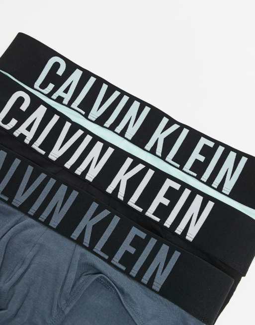 Calvin Klein - Intense Power - Lot de 3 slips en coton taille basse - Noir/menthe/gris, 2 de 3