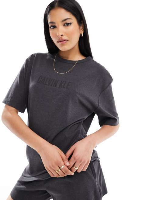 Calvin Klein Intense Power lounge crew neck t-shirt in charcoal grey