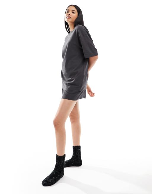 Calvin Klein intense power lounge sleep short in charcoal gray