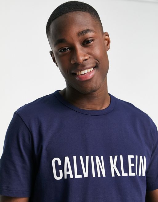 Mens Calvin Klein blue Logo Lounge T-Shirt