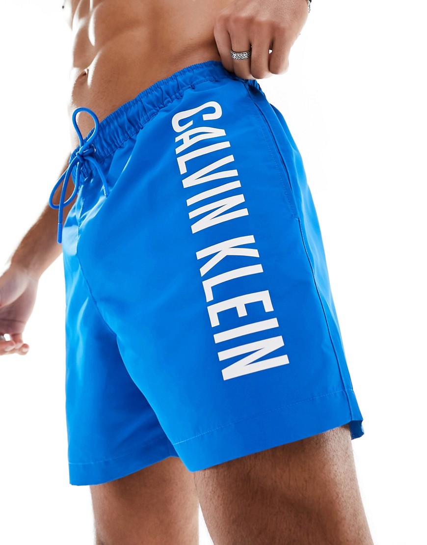 Calvin Klein intense power medium drawstring swim short in blue