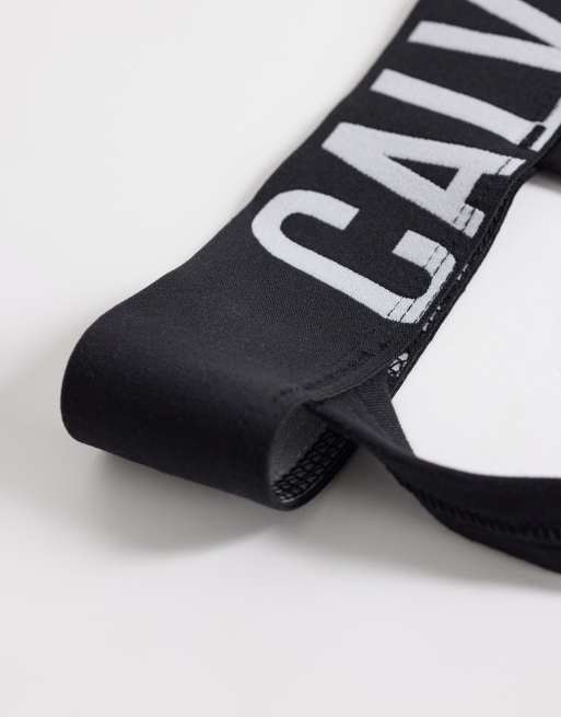 Calvin Klein - Intense Power - Pakke med 3 sorte jockstraps med farvet logo-taljebånd, 2 af 3