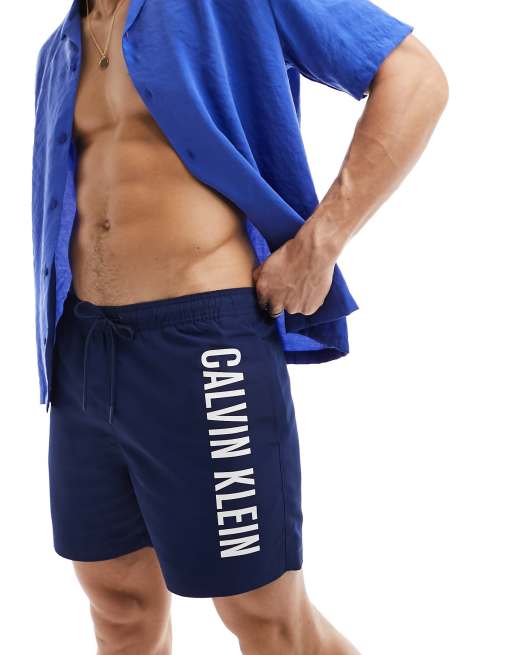 calvin lemon Klein - Intense Power - Pantaloncini da bagno lunghezza media blu navy con coulisse