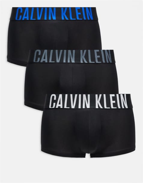 Calvin Klein – Intense Power – Svarta trunks med låg midja och grå och blå logga på midjebanden i mikrofiber, 3-pack - view 1