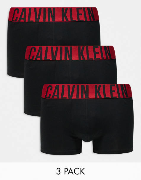 Calvin Klein – Intense Power – Svarta trunks med rött midjeband, 3-pack - view 1