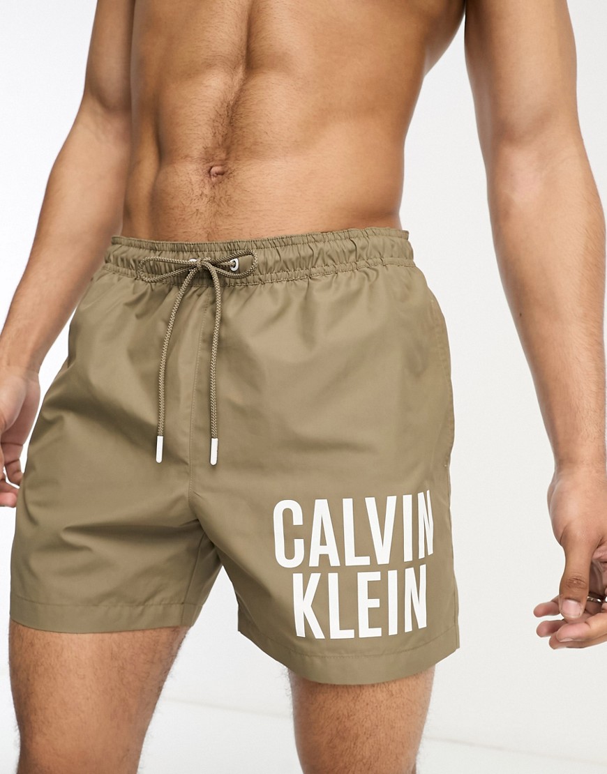 Calvin Klein intense power swim shorts in nettle-Green