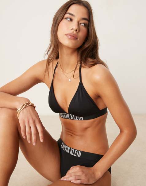 Calvin Klein Intense Power triangle bikini top in black - view 1