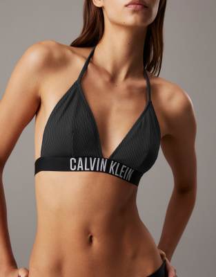 Calvin Klein Intense Power Triangle Bikini Top In Black