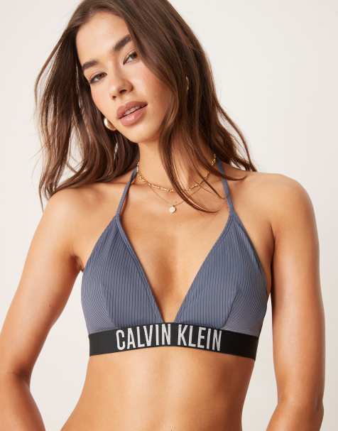 Calvin Klein Intense Power triangle bikini top in blue - MBLUE - view 1