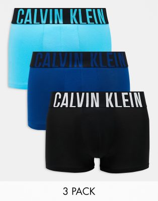 Calvin Klein intense power trunks 3 pack in blue multi