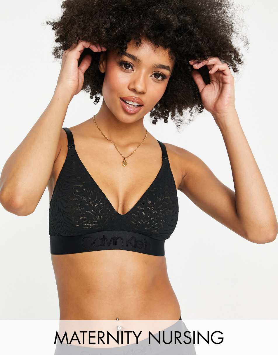 Calvin Klein Intrinsic unlined lace triangle nursing bralette in black