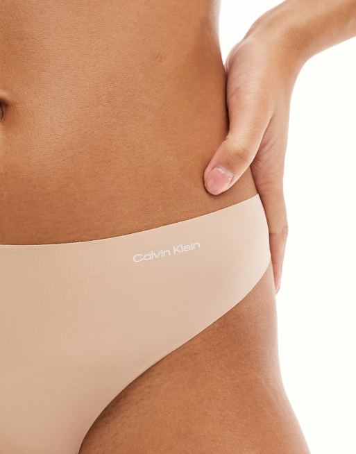 Calvin Klein Women's Invisibles Thong Underwear D3428 Beige Size X