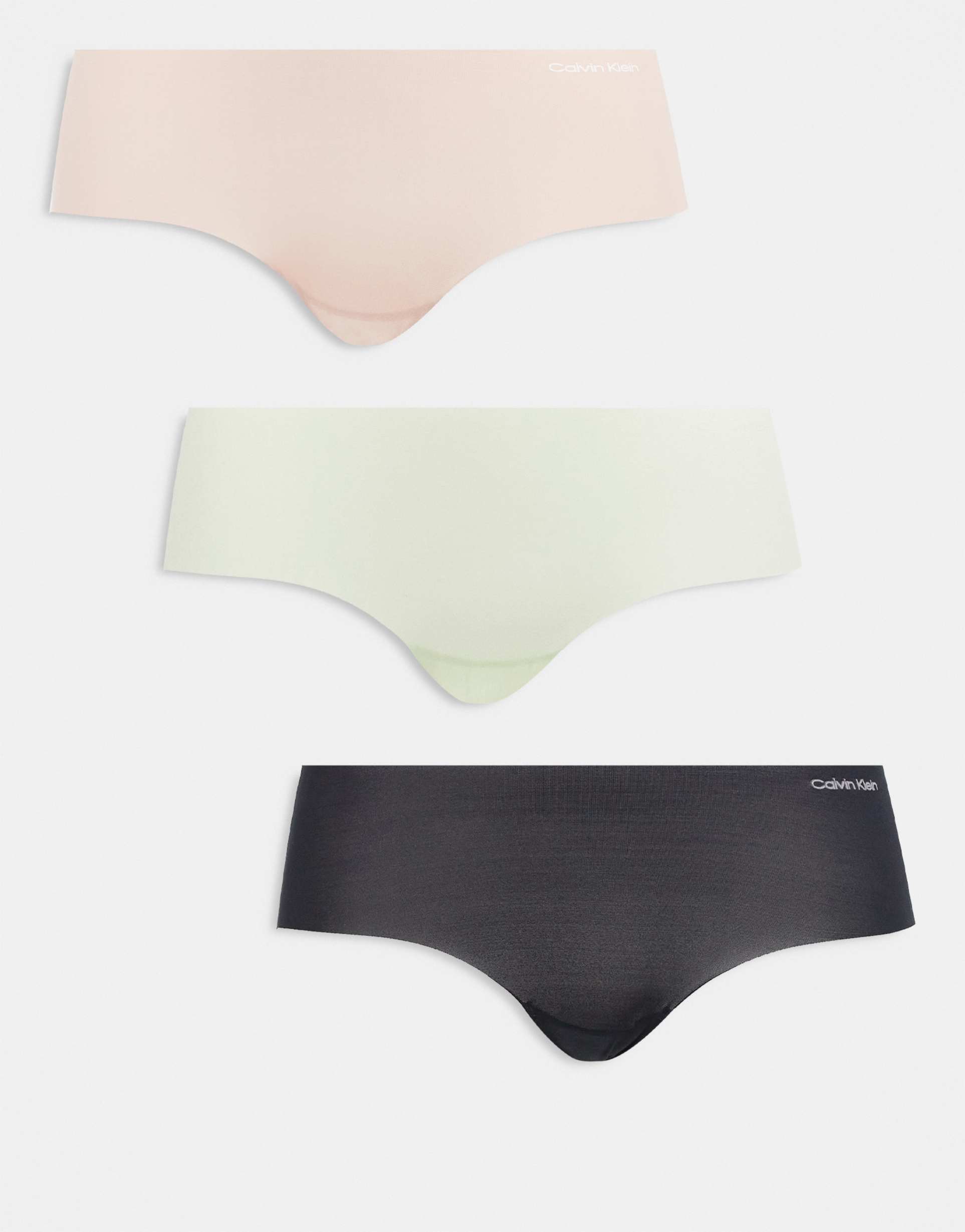 calvin klein invisibles 3 pack hipster brief in black/beige/yellow