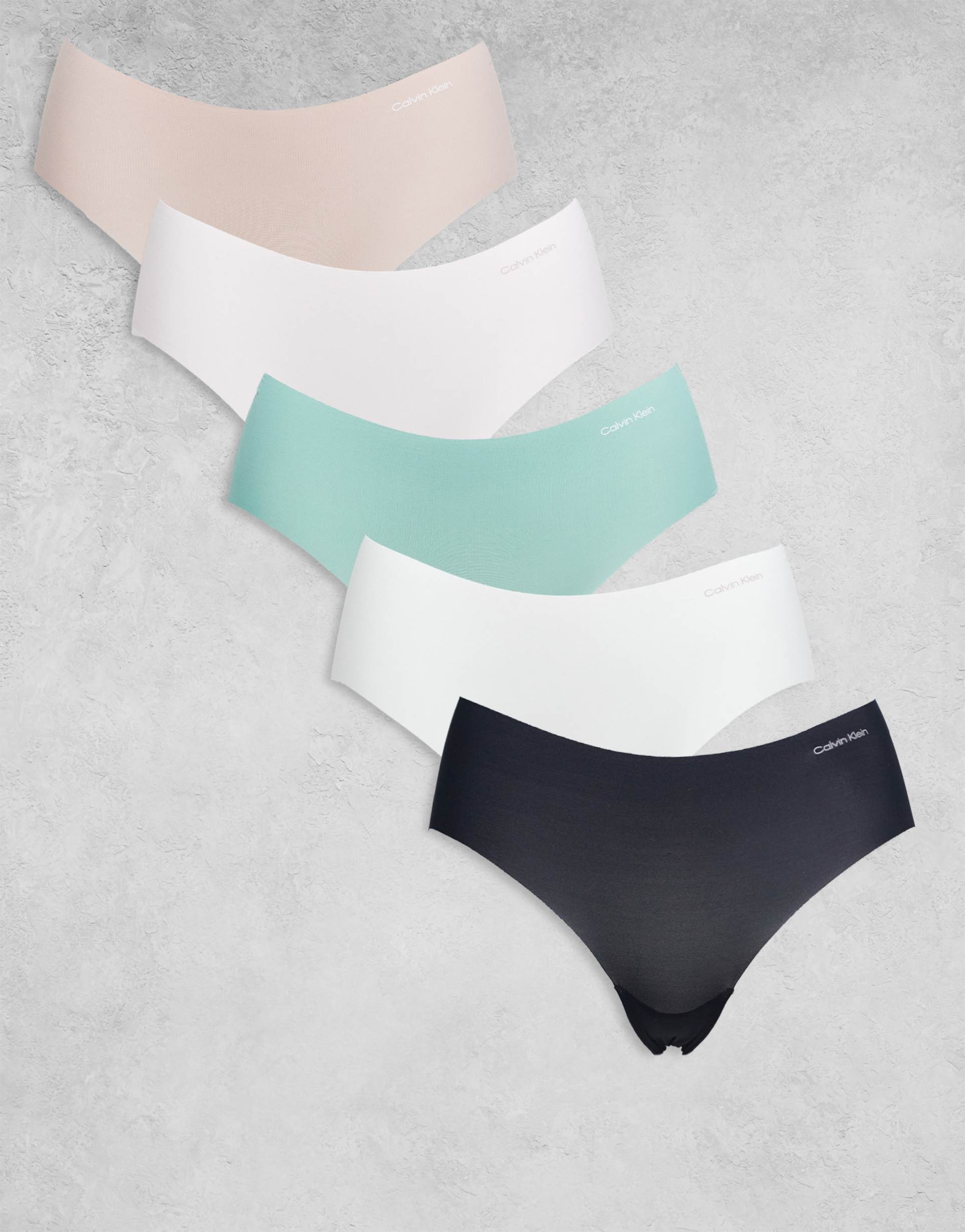 calvin klein invisibles 5-pack microfiber bikini briefs in beige/black/mint