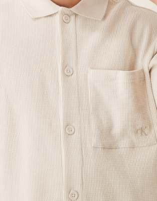 Calvin Klein Jeans Est.1978 Calvin Klein Jean Chunky Waffle Knit Overshirt In Neutral