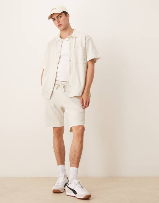 Calvin Klein Jean chunky waffle overshirt in off white, 4 of 4