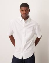 ASOS DESIGN relaxed revere linen blend shirt in black