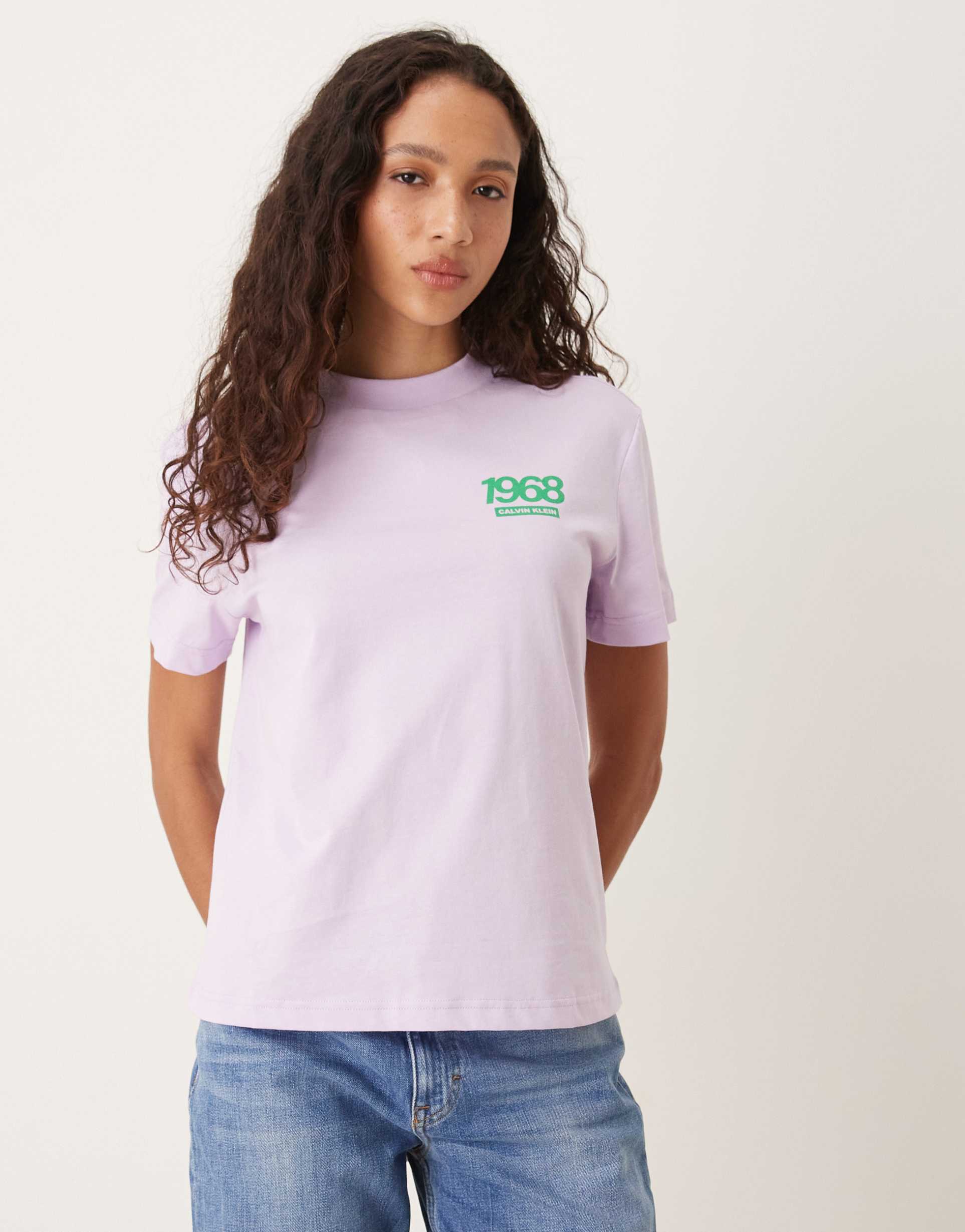 calvin klein jeans 1968 logo t-shirt in lilac