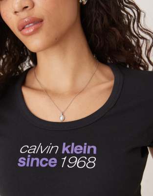 Calvin Klein Jeans Est.1978 1968 Slogan T-shirt In Black