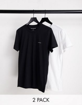 Calvin Klein Jeans 2 pack slim fit t-shirts in black/white