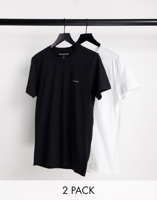 Calvin Klein Jeans 2 pack slim fit T shirts in black white ASOS