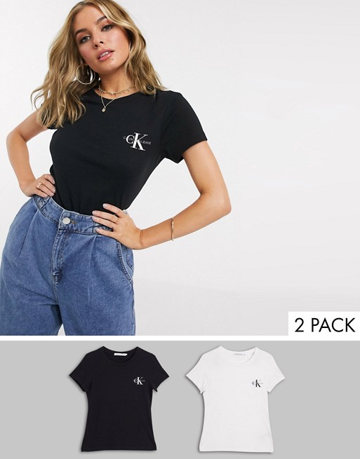 Calvin Klein Jeans 2 pack t shirt in multicolour