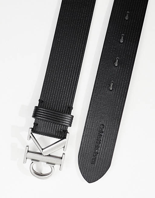 Calvin Klein Jeans – 35 mm breiter Gürtel aus schwarzem Leder mit runder  Monogramm-Schnalle | ASOS
