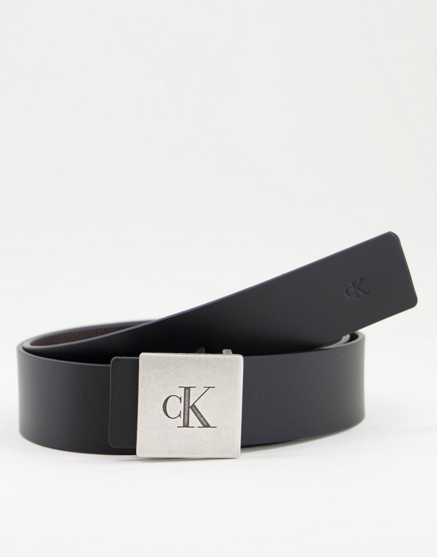 Calvin Klein Jeans 38mm square plaque reversable belt in black