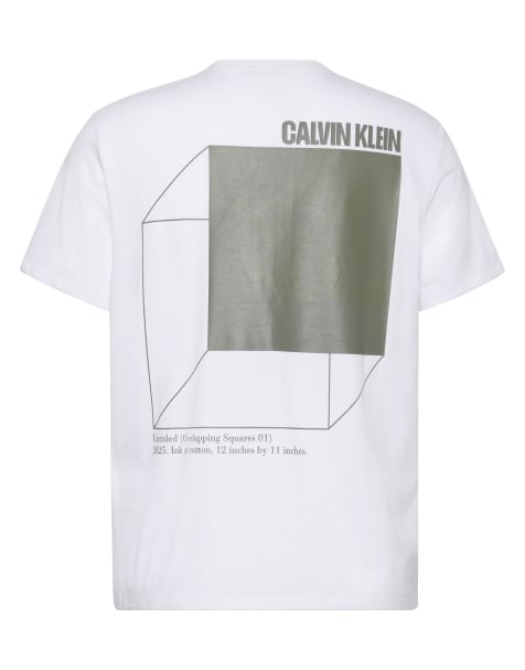 Calvin Klein Jeans 3D box back print t-shirt in white - view 1