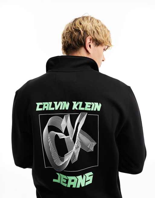 3D zip fade ASOS CK sweatshirt black future Klein half Calvin | logo Jeans in