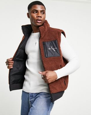 Calvin Klein Jeans 4-in-1 reversible polar fleece jacket in black/brown