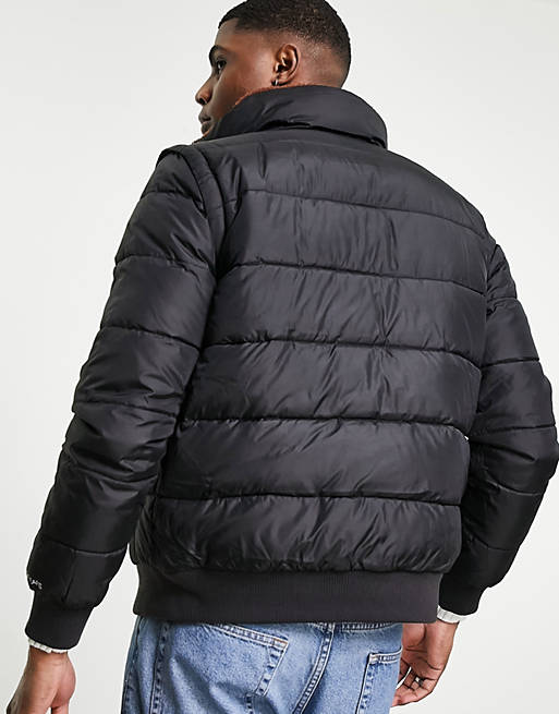 Calvin Klein Jeans 4-in-1 reversible polar fleece jacket in black/brown |  ASOS