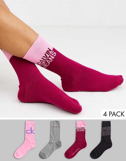Calvin Klein Jeans 4 pack socks gift box in multi colour