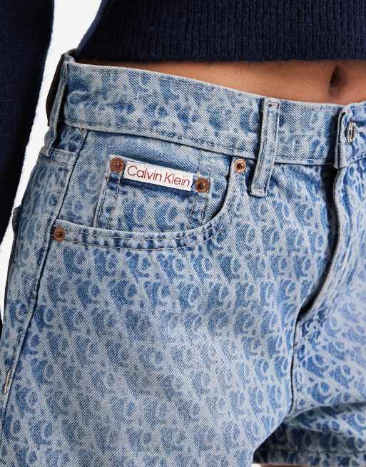 Calvin Klein Jeans - 90'er denimshorts med falmet monogramprint, 3 af 5