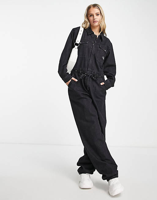 Calvin Klein Jeans 90s coverall jumpsuit in denim black | ASOS
