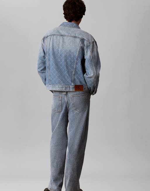 Calvin Klein Jeans 90s denim logo trucker jacket in boulevard blues, 4 of 6