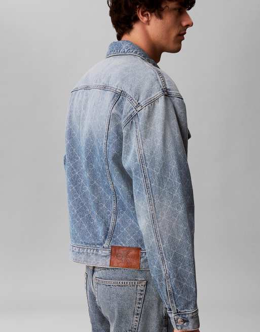 Calvin Klein Jeans 90s denim logo trucker jacket in boulevard blues, 6 of 6