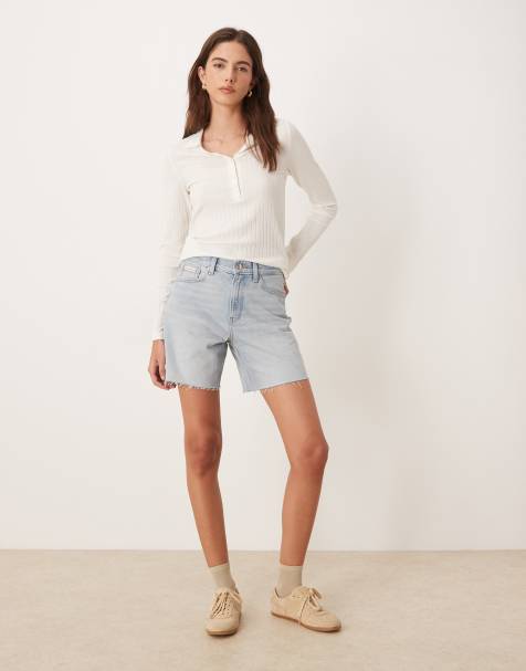 Calvin Klein Jeans 90s denim mid length short in bleached blue - view 1