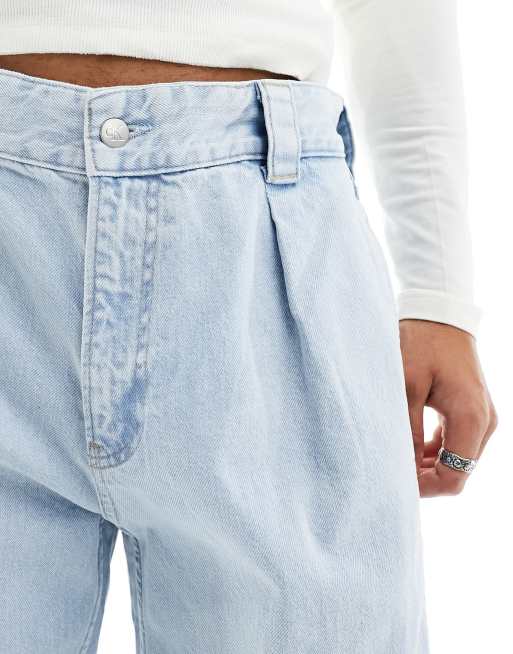 Calvin Klein Jeans 90's loose pleated jeans in light wash, 3 of 5
