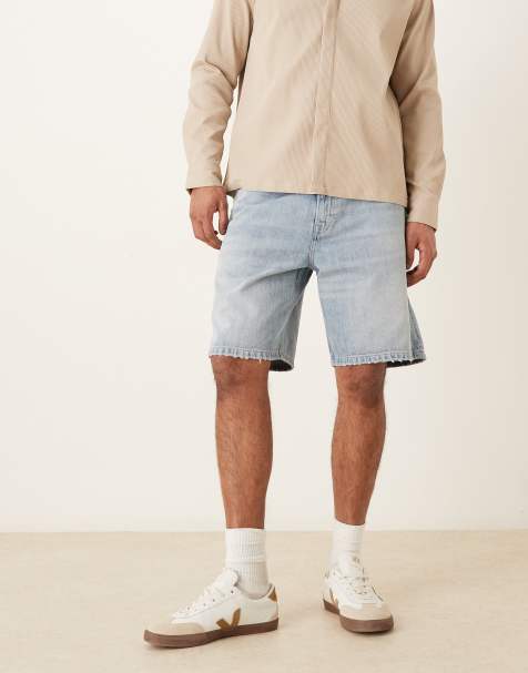 Calvin Klein Jeans 90s relaxed fit linen mix denim shorts in light wash blue - view 1