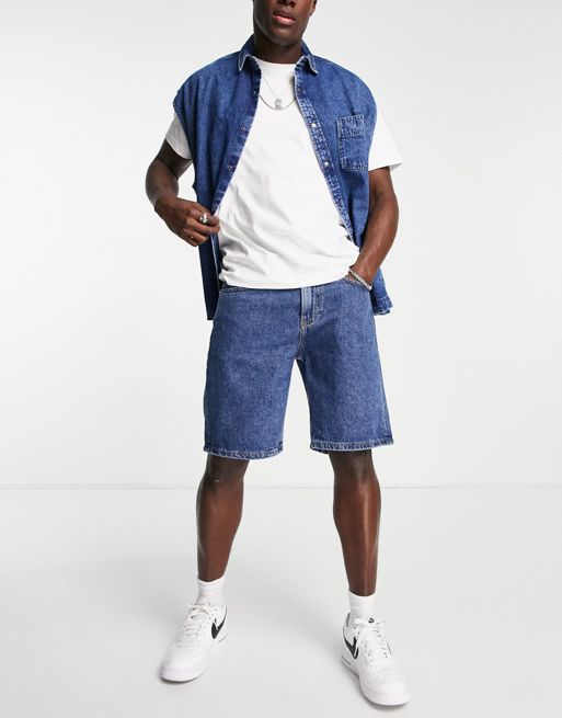 Calvin Klein Jeans 90s straight fit denim shorts in light wash