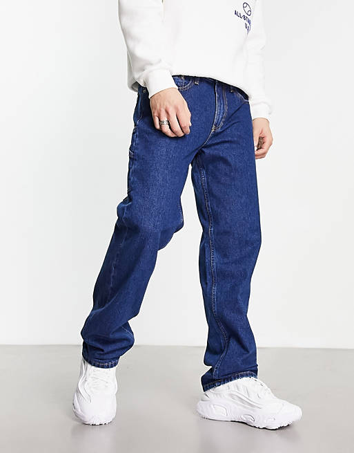 Calvin Klein Jeans 90s straight fit utility jeans in mid wash | ASOS