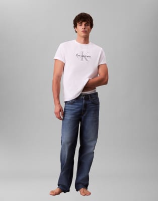 Calvin Klein Jeans Men's Blue 90S Straight Jeans In Mid Wash