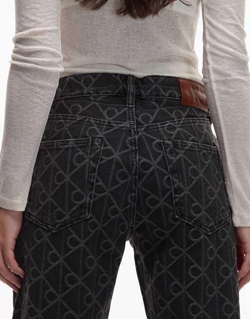Calvin Klein Jeans 90s straight jeans with monogram emblem print in black, 5 of 5