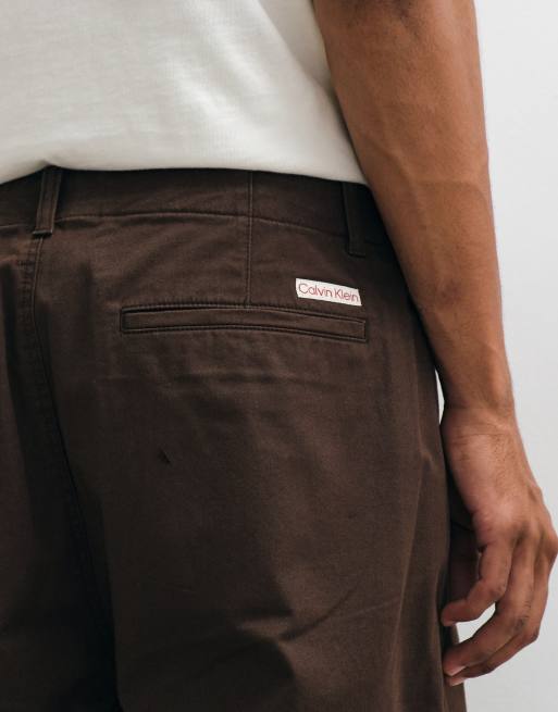 Calvin Klein Jeans 90s straight leg cotton chinos in brown, 5 of 5