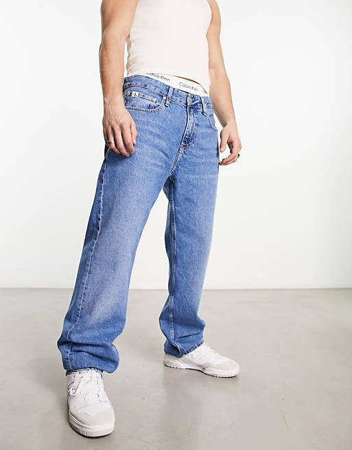 Calvin Klein Jeans 90s straight leg jeans in mid wash blue | ASOS
