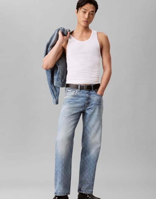 Calvin Klein Jeans 90s straight logo jeans in boulevard blues, 2 of 6