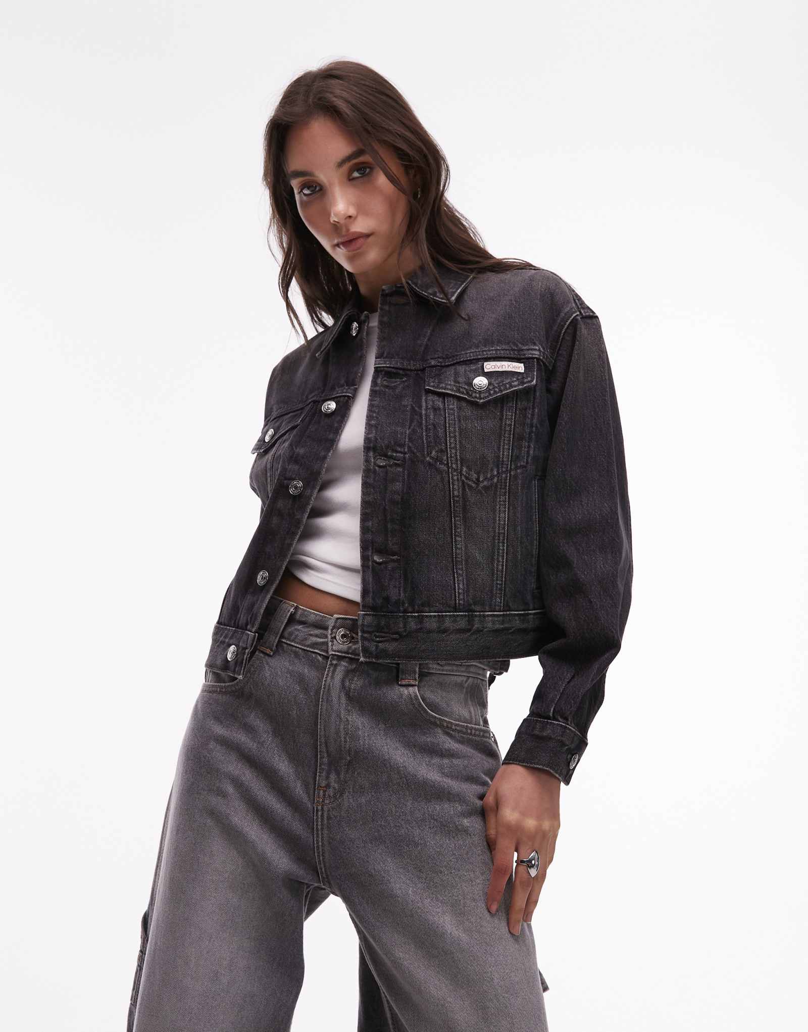 Джинсовая куртка дальнобойщика Calvin Klein Jeans 90-х годов черного цвета