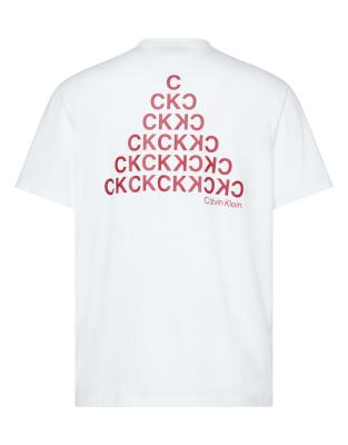 abstract graphic logo T-shirt in white and red
