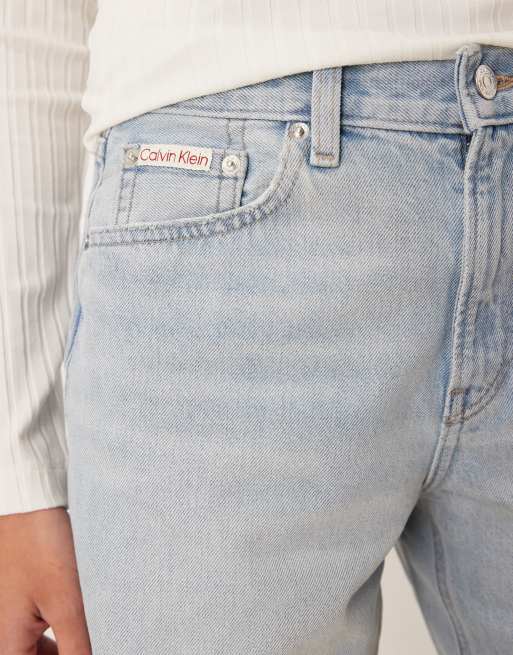 Calvin Klein Jeans - Afbleget blå mellemlange denimshorts i 90'er-stil, 2 af 5